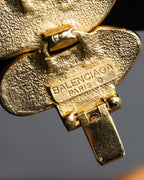 "BALENCIAGA" Wavy uneven motif design gold bracelet