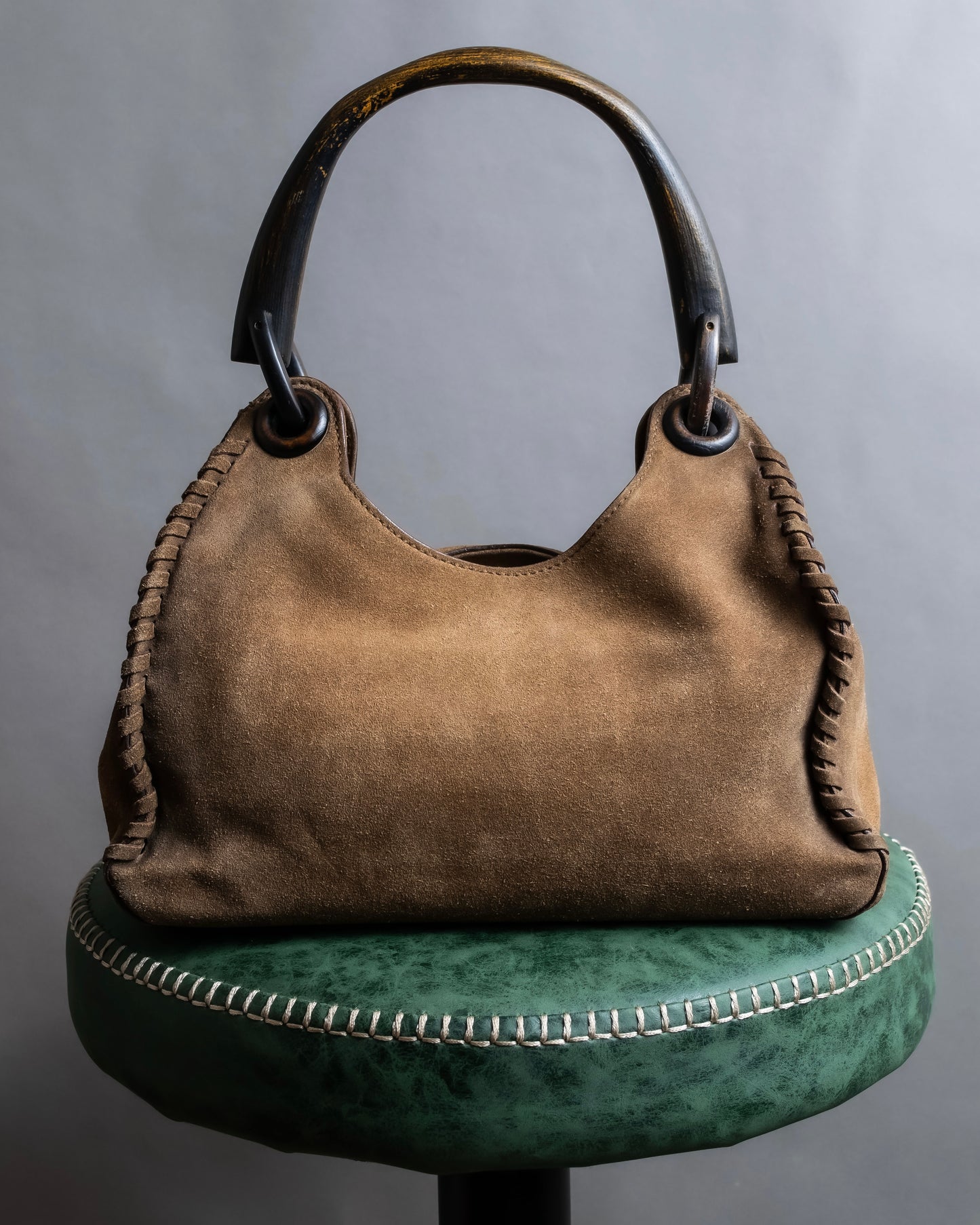 "GUCCI" Suede wood handle hobo bag