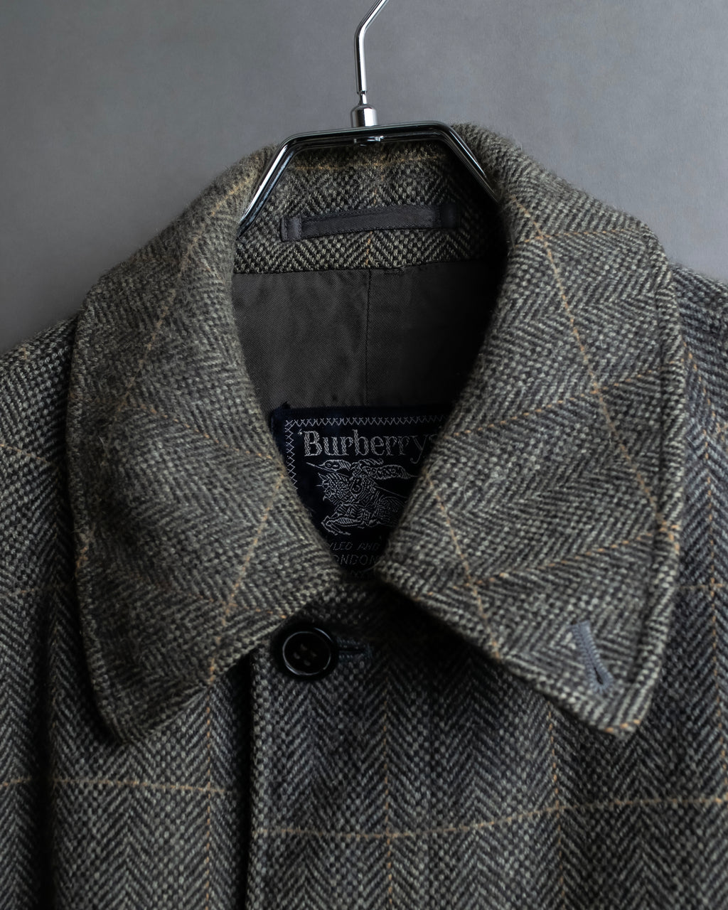 "BURBERRYS" Fine check pattern herringbone coat