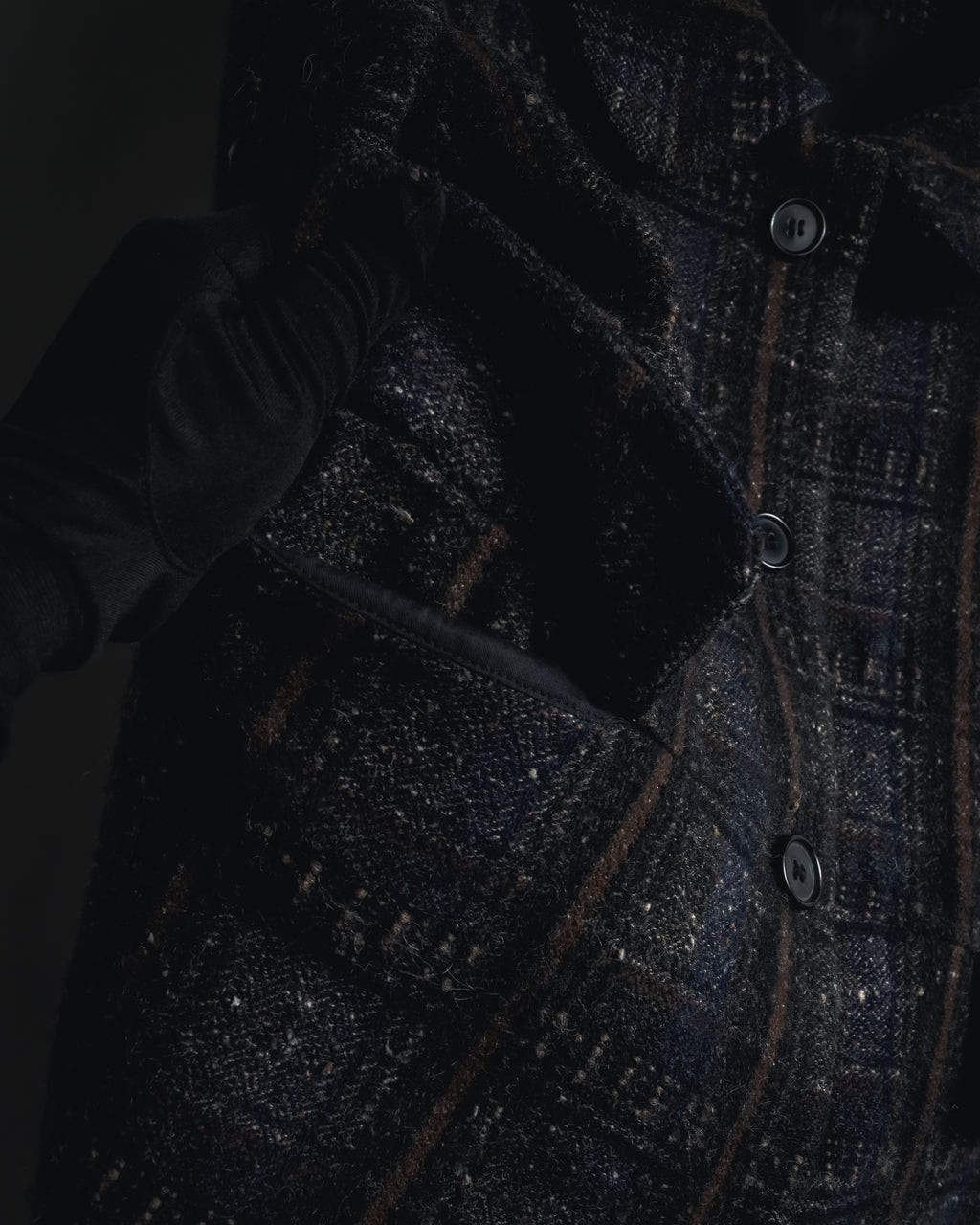 "MARNI" 90’s-00’s Textured plaid wool blend coat