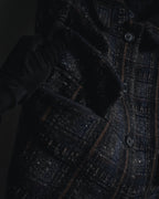 "MARNI" 90’s-00’s Textured plaid wool blend coat