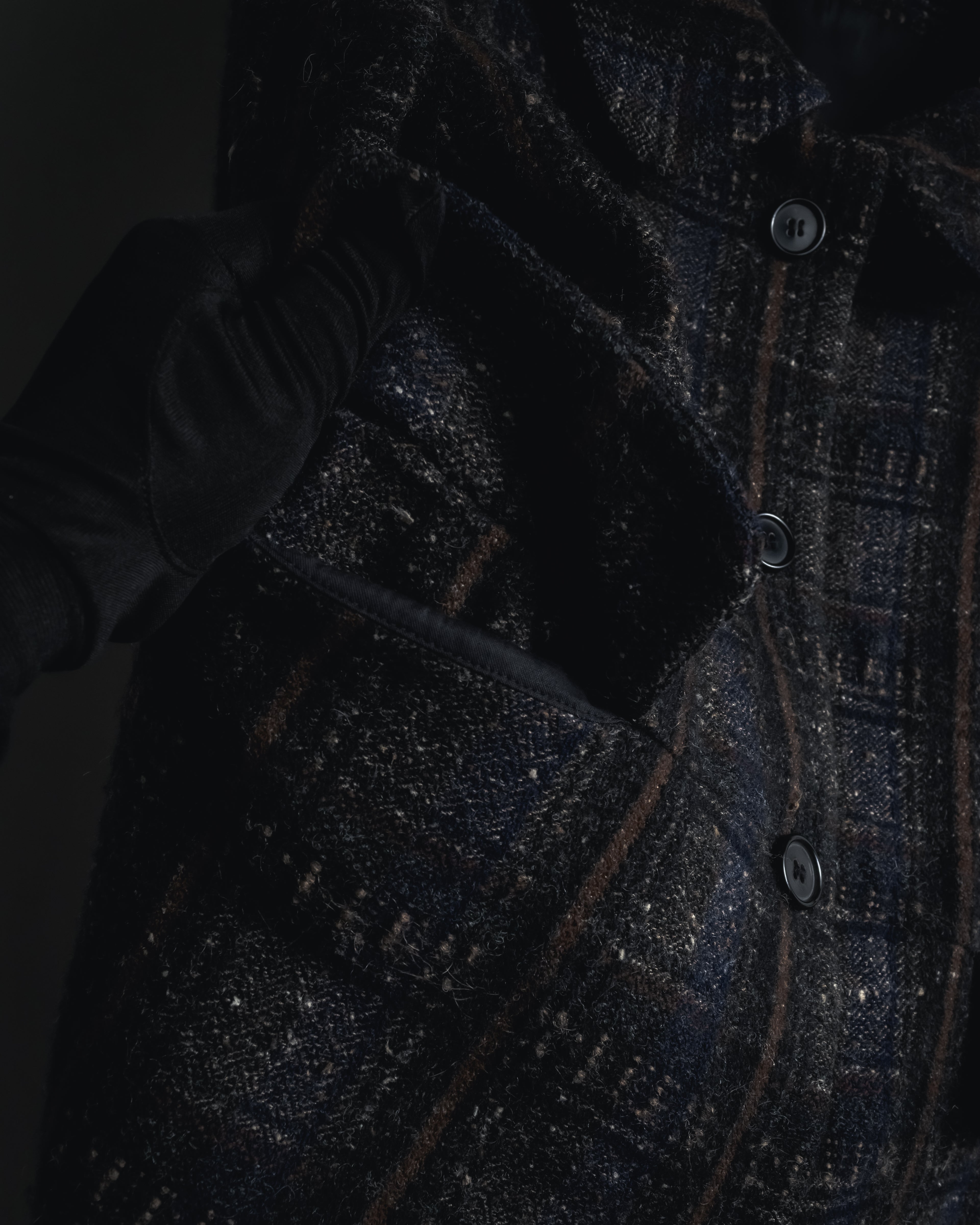 "MARNI" 90’s-00’s Textured plaid wool blend coat