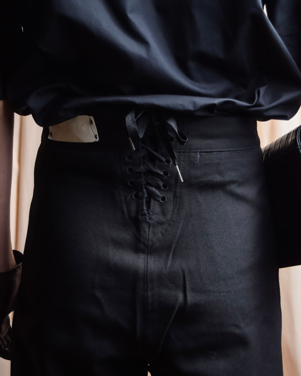 "US navy inspired lace back wide sailor pants"