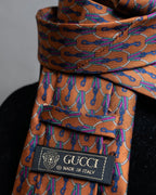 "GUCCI" Horsebit &amp; GG pattern silk neck tie