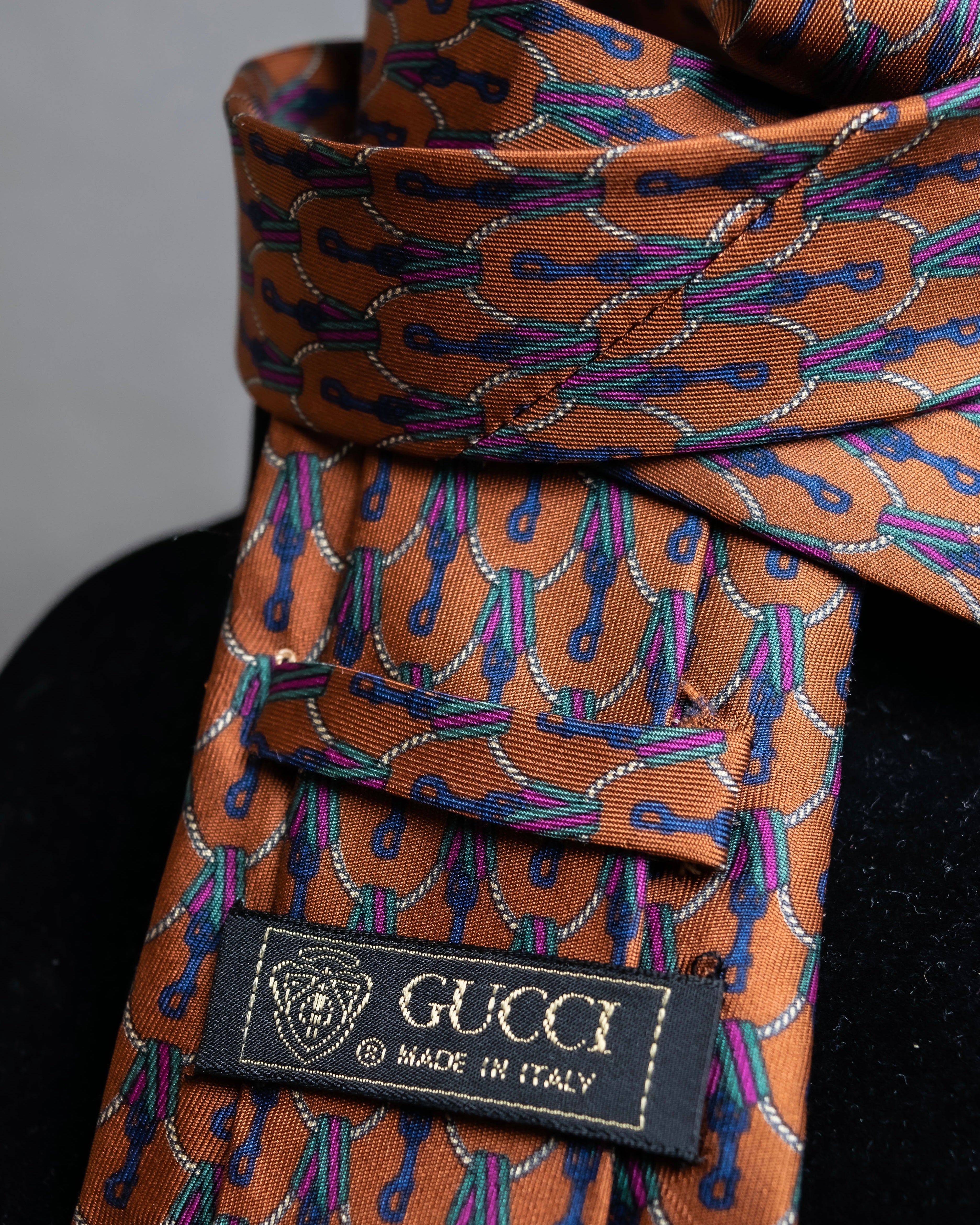 "GUCCI" Horsebit &amp; GG pattern silk neck tie