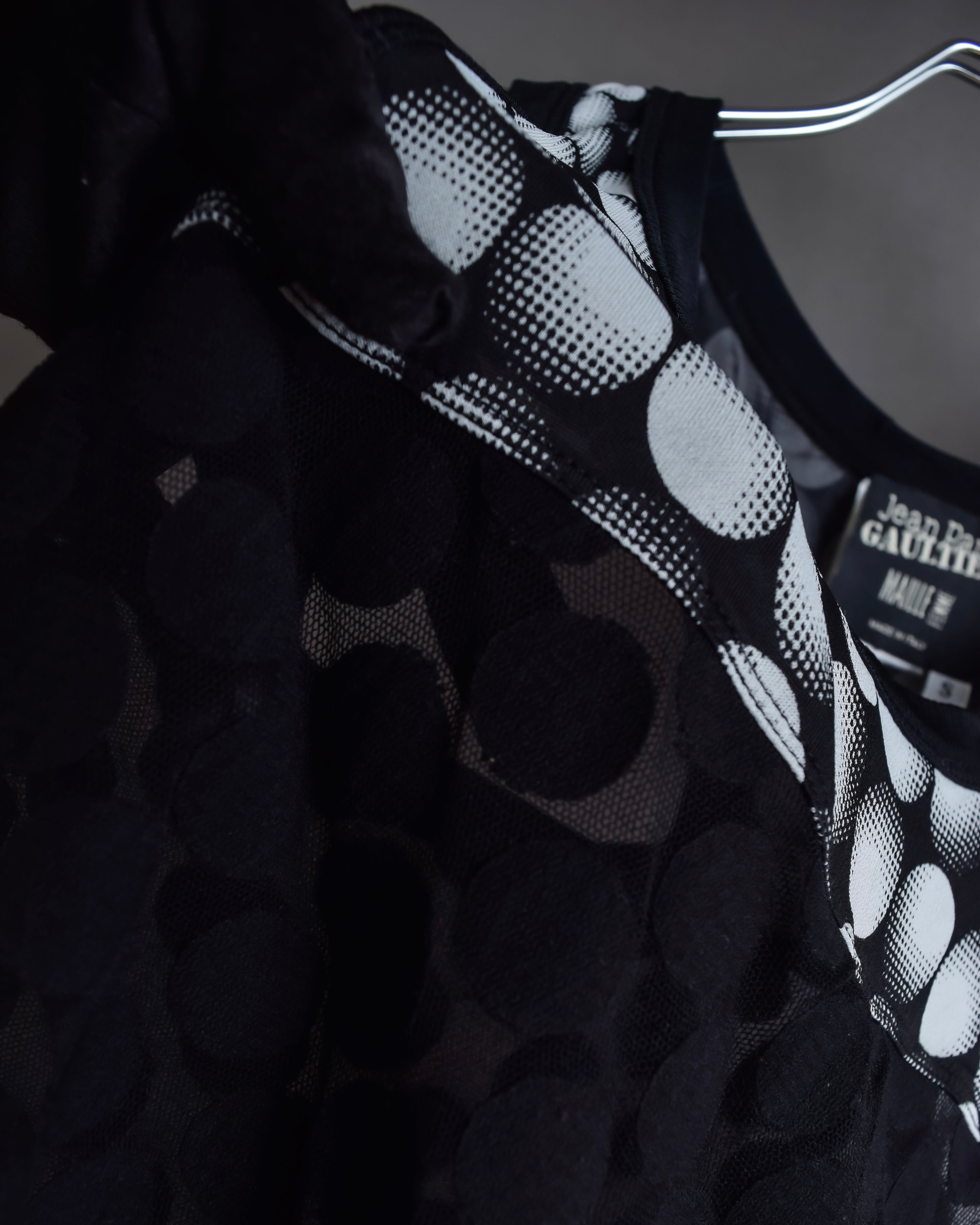 "JEAN PAUL GAULTIER MAILLE FEMME" Layered dot illusion mesh dress