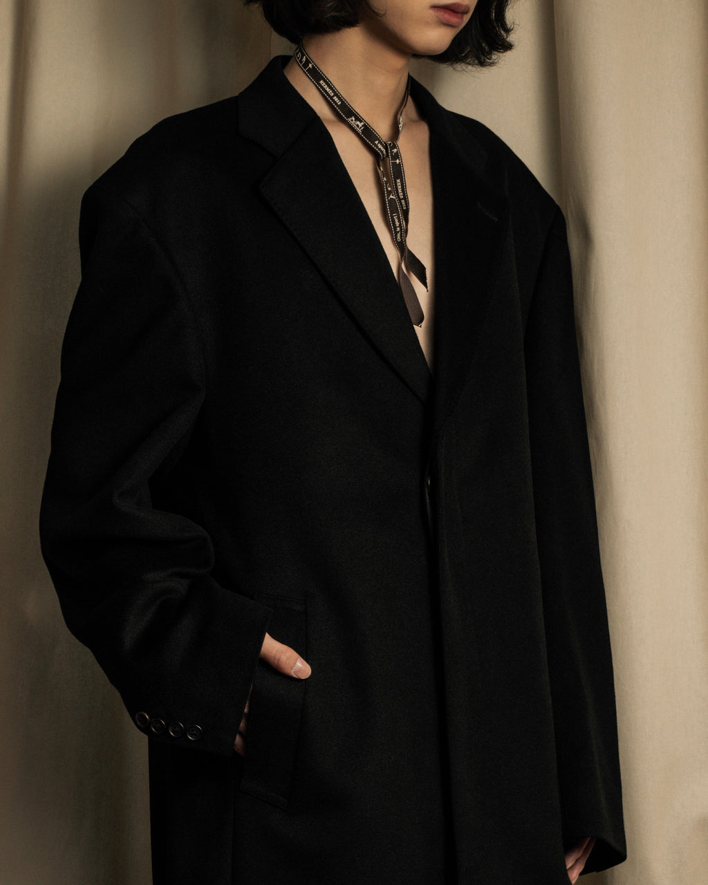 "BELLUMORE／ANTONIO FUSCO"
Fly front 100% cashmere chester coat