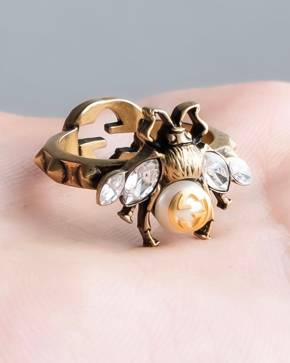 "GUCCI" Bee motif interlocking G ring