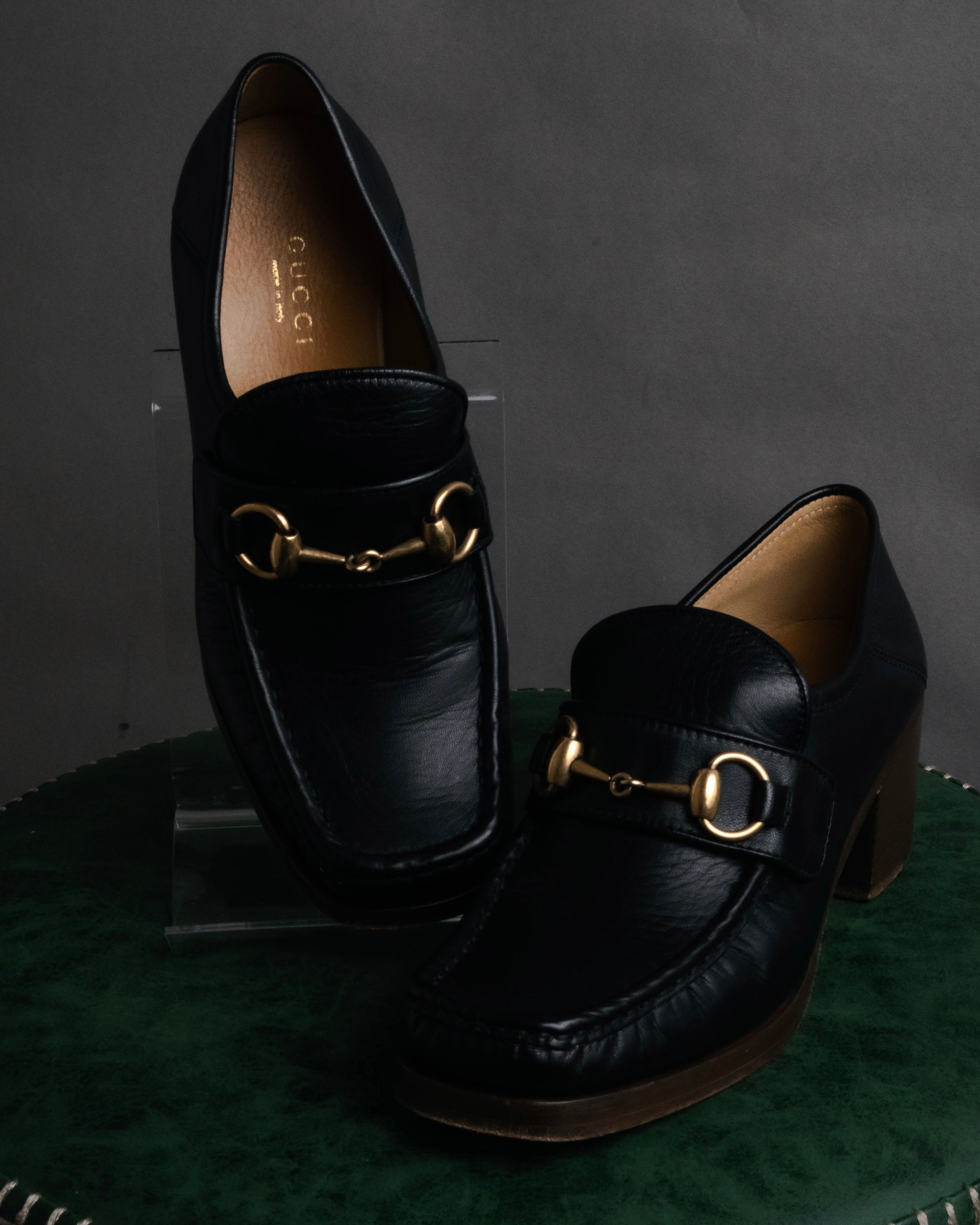 GUCCI ホースビット ローファー ゴールド金具 革靴 レザー グリーン