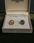 “Christian Dior” 80’s-90’s Laurel rope motif D logo earrings