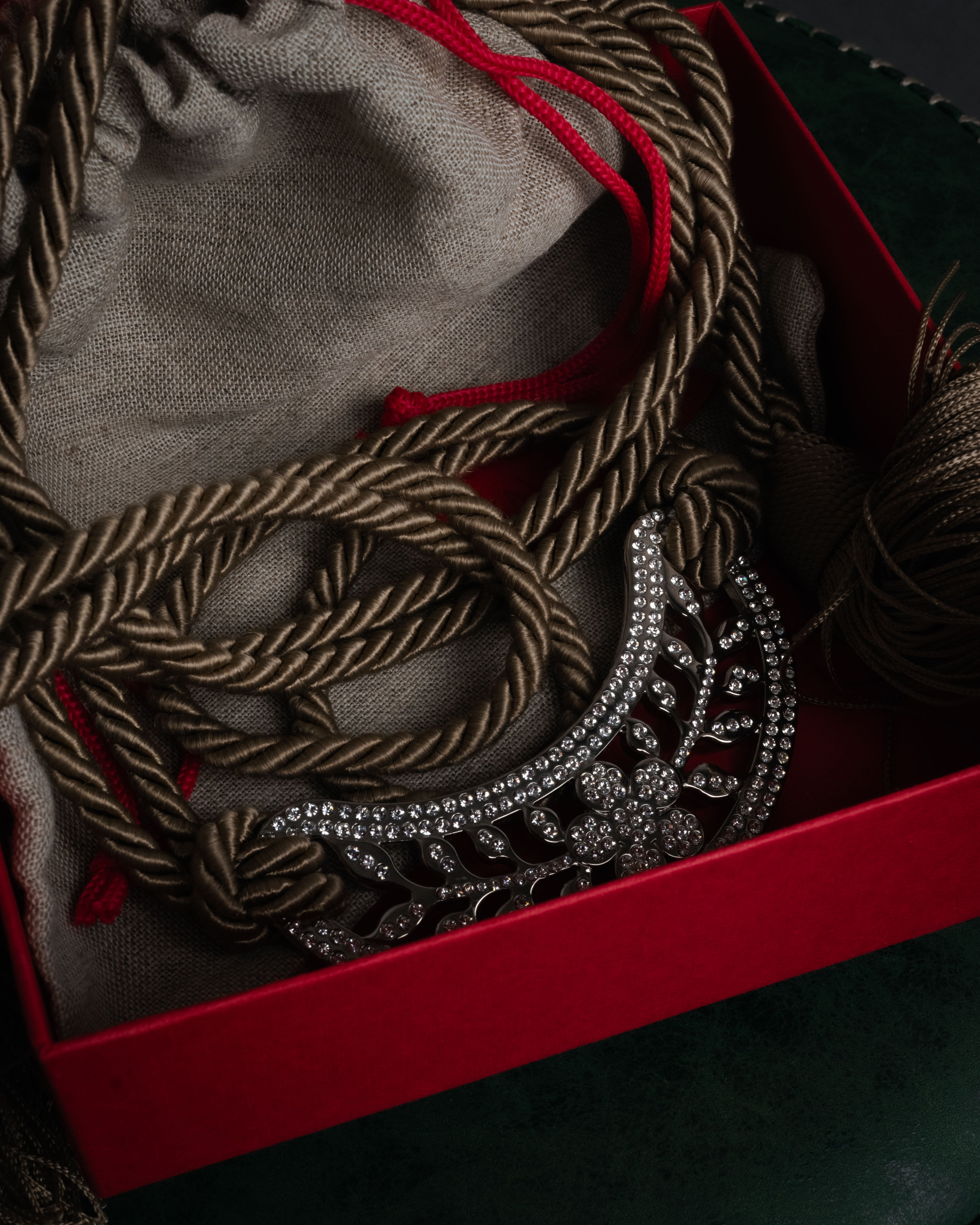 “VALENTINO GARAVANI” 2010’s Crystal embellished tassel cord belt