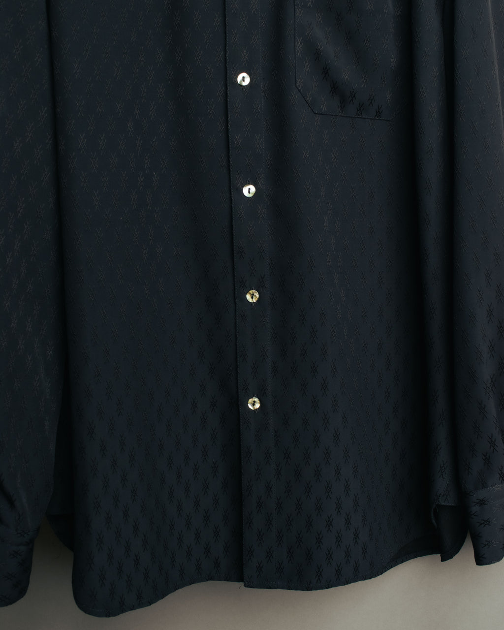 "Jean Paul Gaultier Classique" 90's Geometric jacquard total-pattern shirt with shell buttons