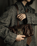 "MIU MIU" Antique design crocodile embossed leather 2way bag