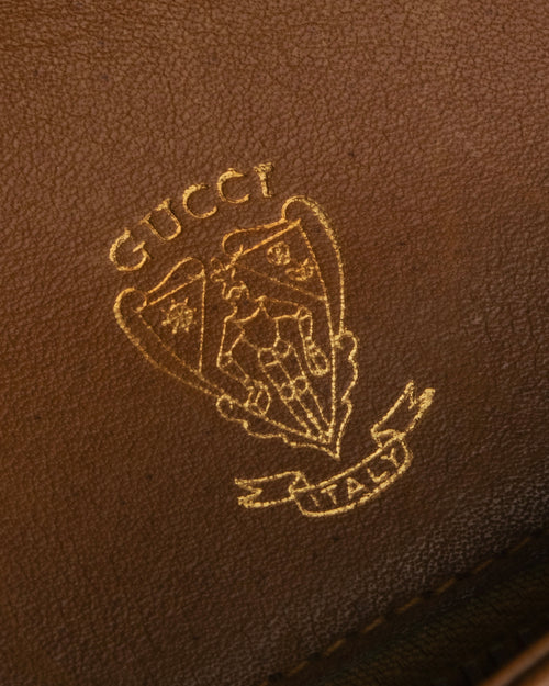"GUCCI" 70's-80's Micro GG monogram canvas shoulder bag with stirrup hardware