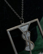 "YVES SAINT LAURENT" Cassandra logo motif silver necklace