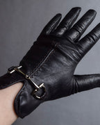 "GUCCI" Horse bit motif fitted leather gloves