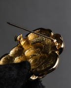 "Christian Dior" Flower motif gold brooch