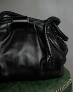 "Salvatore Ferragamo" Draping design lace-up detail leather bag