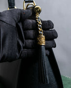 "VALENTINO" Garavani gold metal design leather hand bag