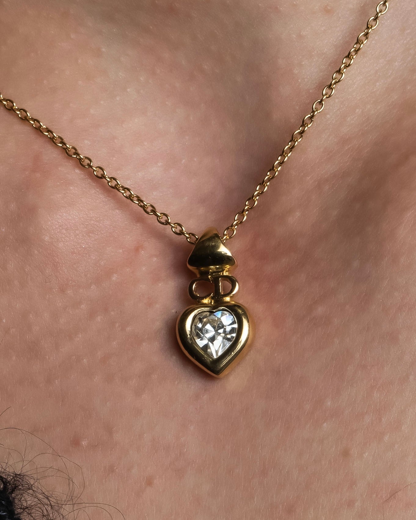 "Christian Dior" Heart motif zirconia gold pendant