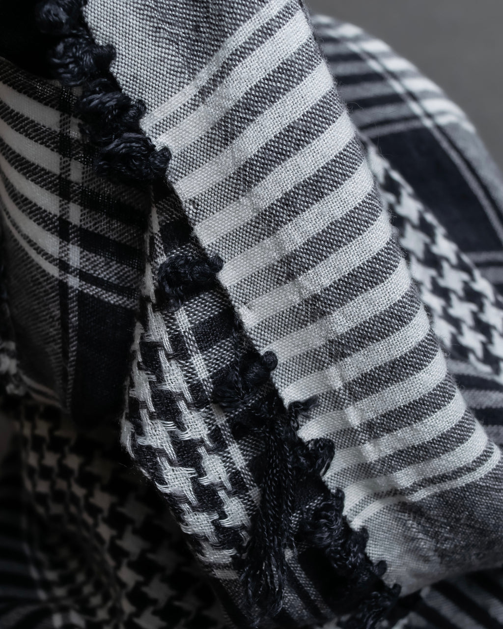 "Vintage houndstooth combination pattern large stole"