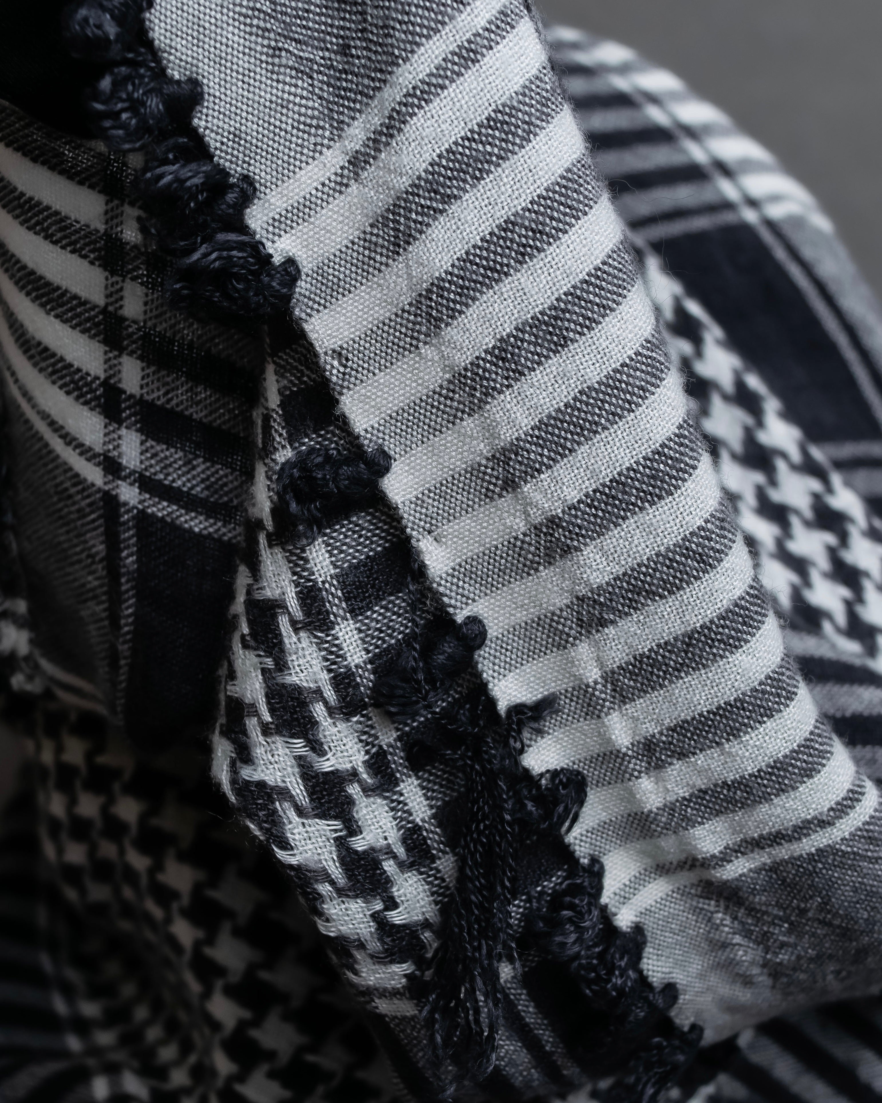 "Vintage houndstooth combination pattern large stole"