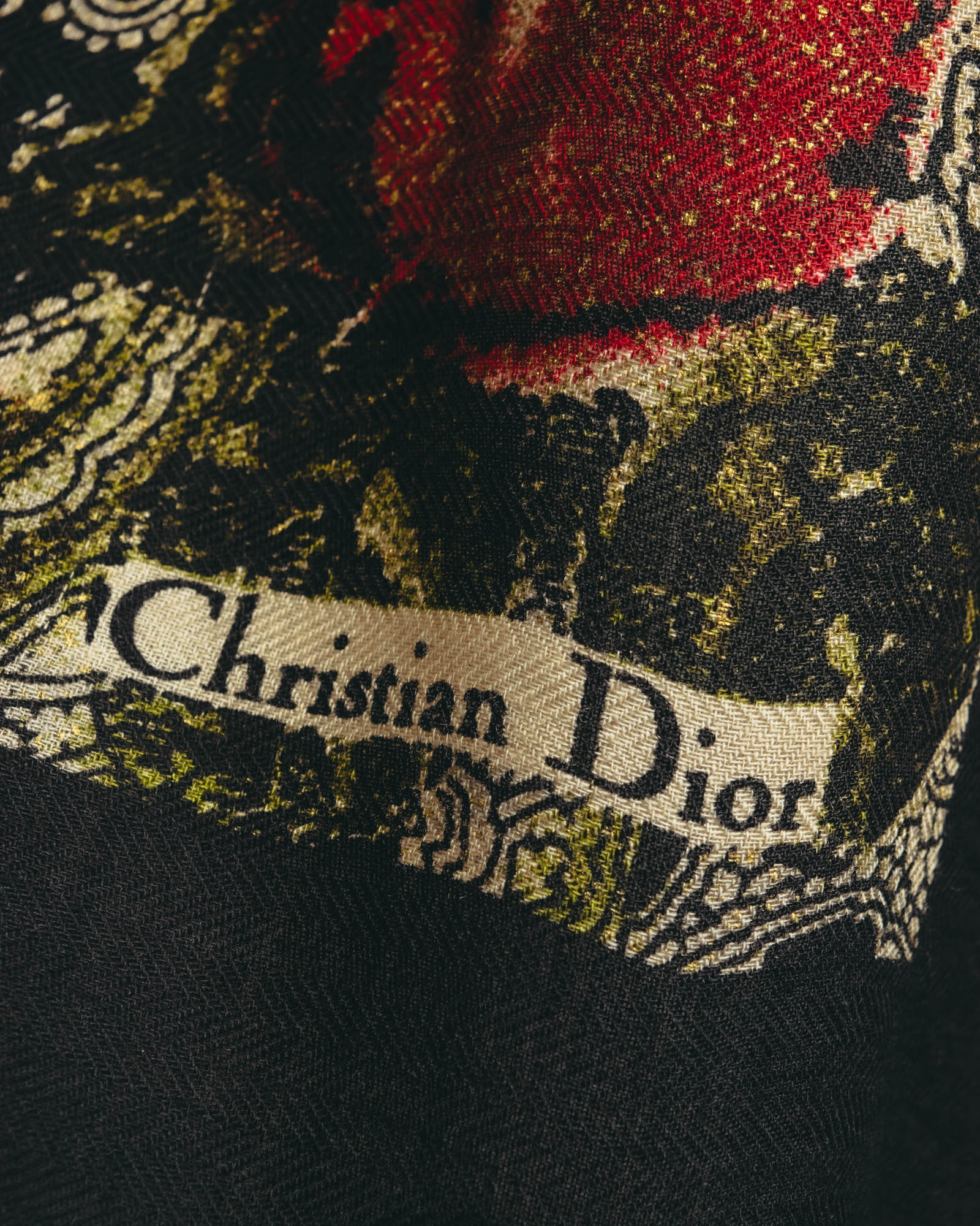 "Christian Dior" 80's-90's Floral paisley patterned large scarf