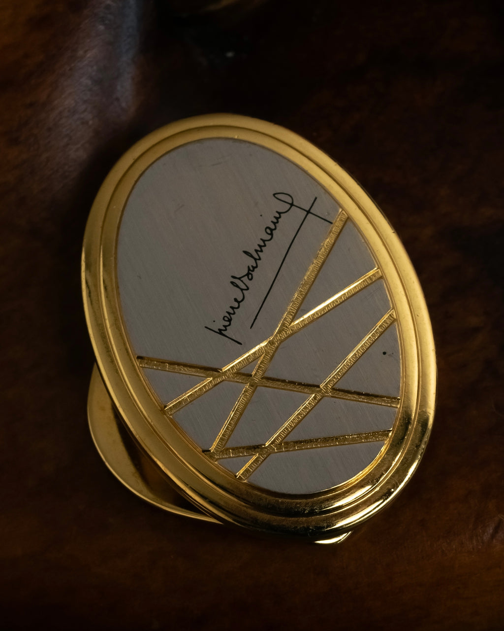 "BALMAIN" Abstract line motif scarf clip pendant