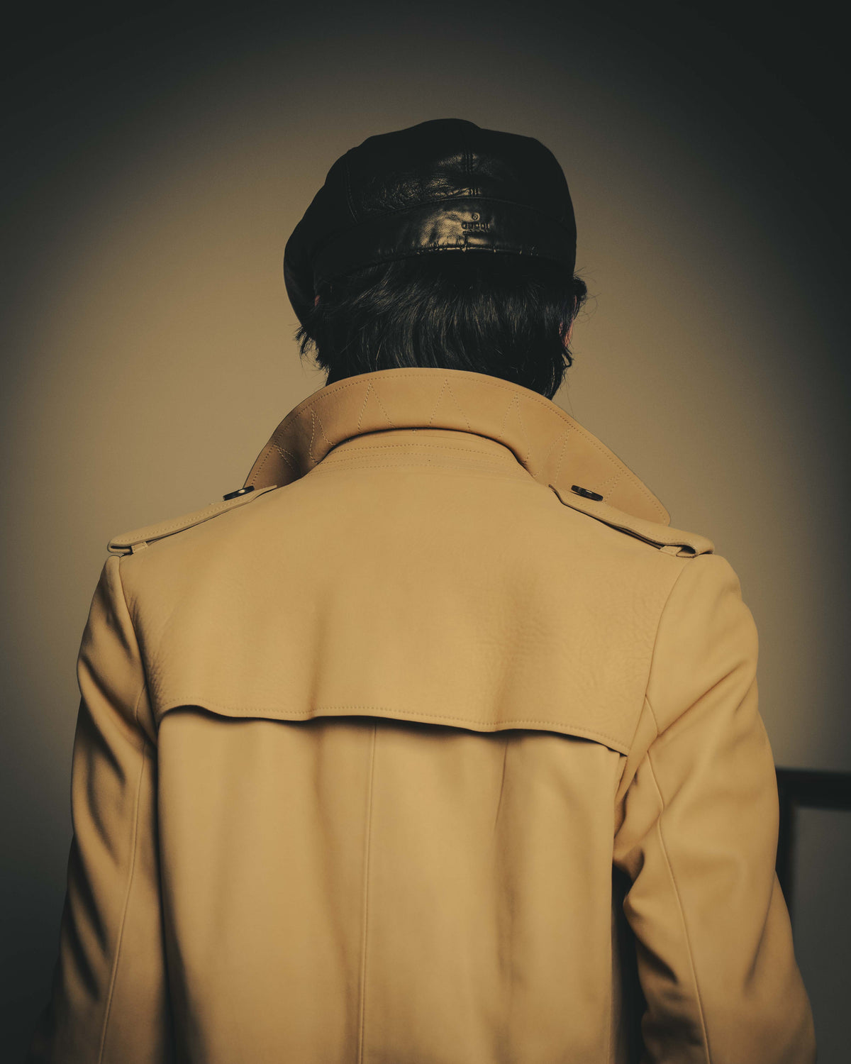 –SPECIAL– “Maison Martin Margiela” 2012AW Leather trench coat with Line 4 printed lining