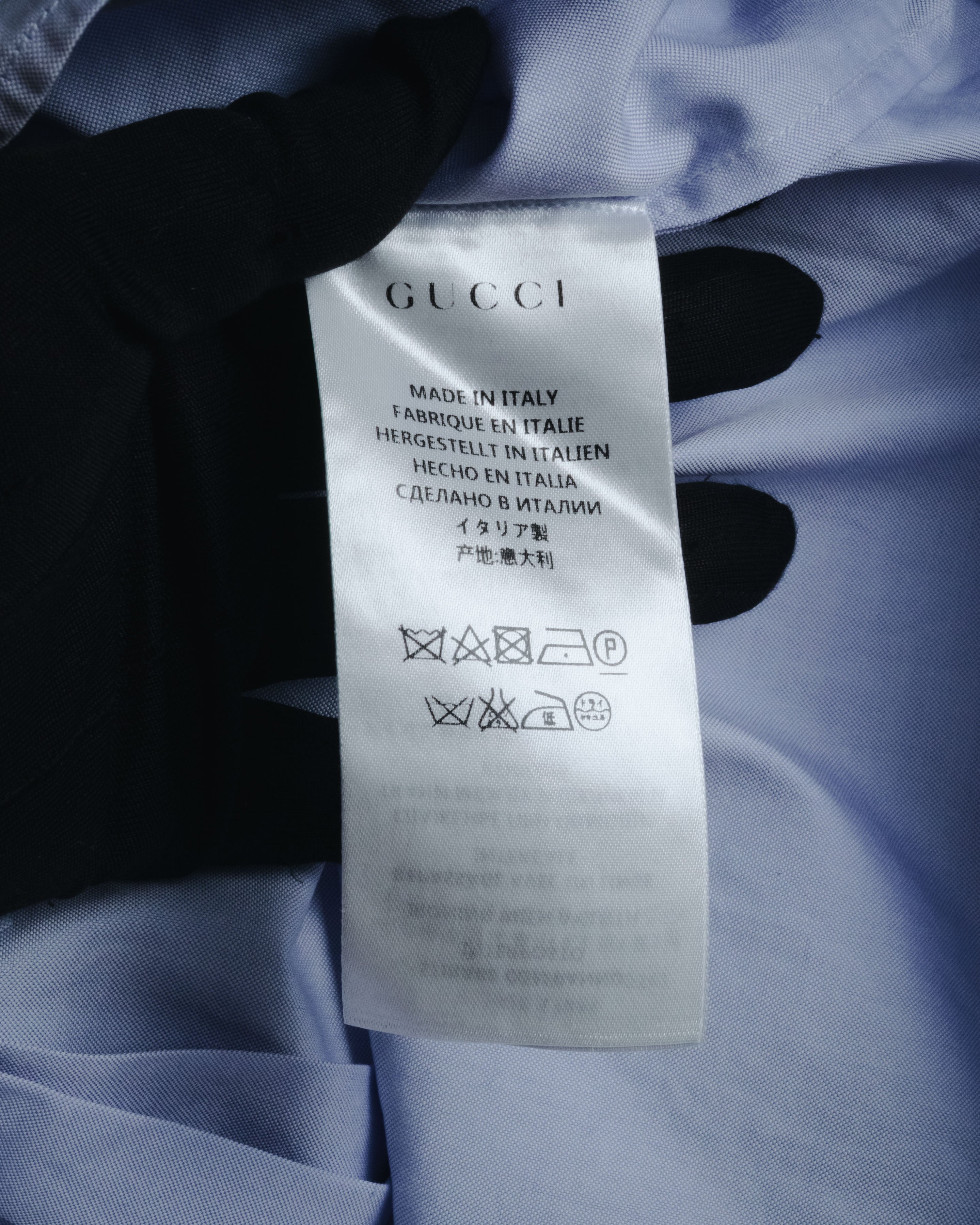 "GUCCI" Michele design tonal contrast-collar classic dress shirt