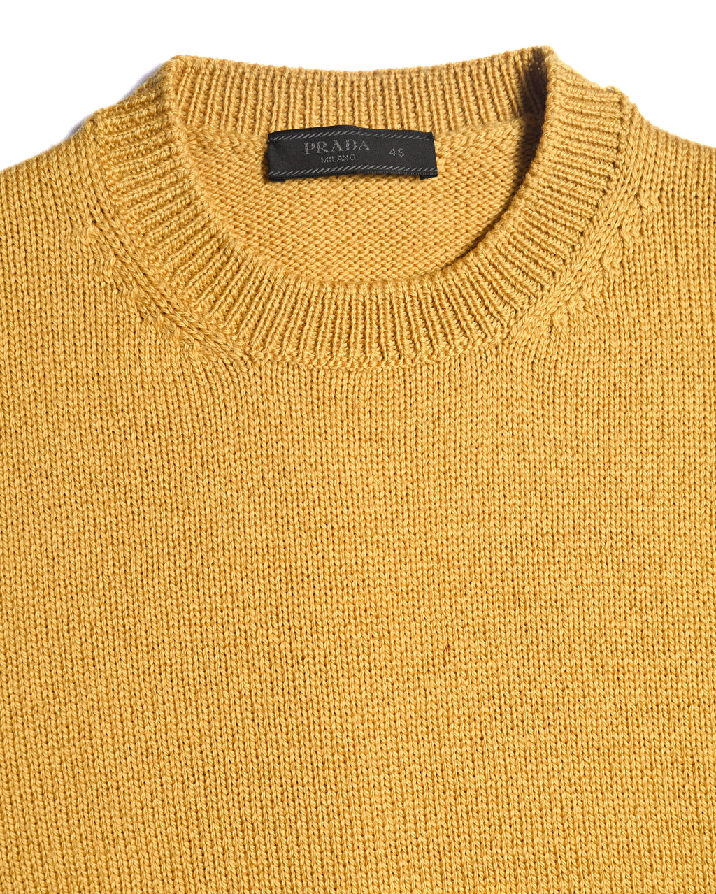 PRADA/ Classic Chunky Knit Crew Neck Sweater Mustard Yellow