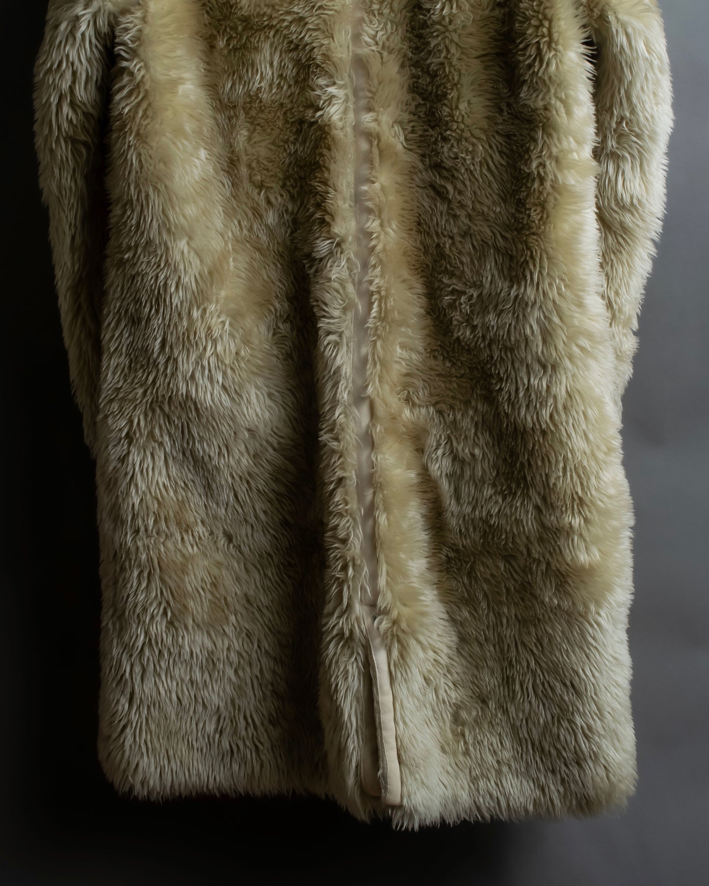 "DIESEL" Double zipper hooded long fur coat