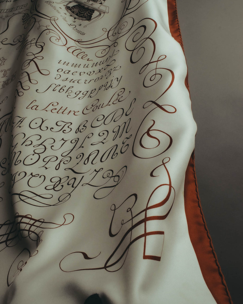 "Hermès" 90's Calligraphy print silk scarf