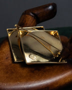 "Christian Dior" Double square design gold brooch
