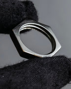 "MAISON MARGIELA" Numbered logo engraved hexagonal silver ring