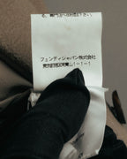 -SPECIAL- "FENDI" 90's-00's Cashmere blend long coat with leather contrast