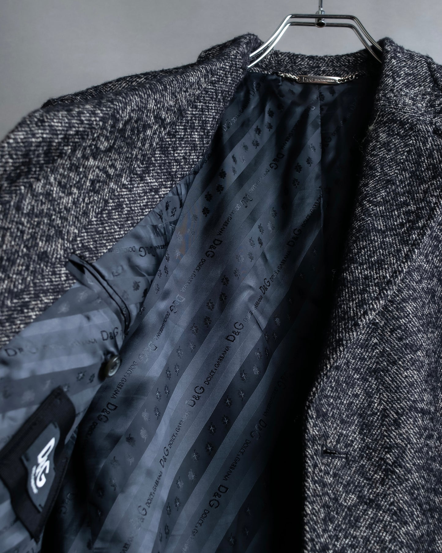 "DOLCE & GABBANA" Oversized tweed long chesterfield coat