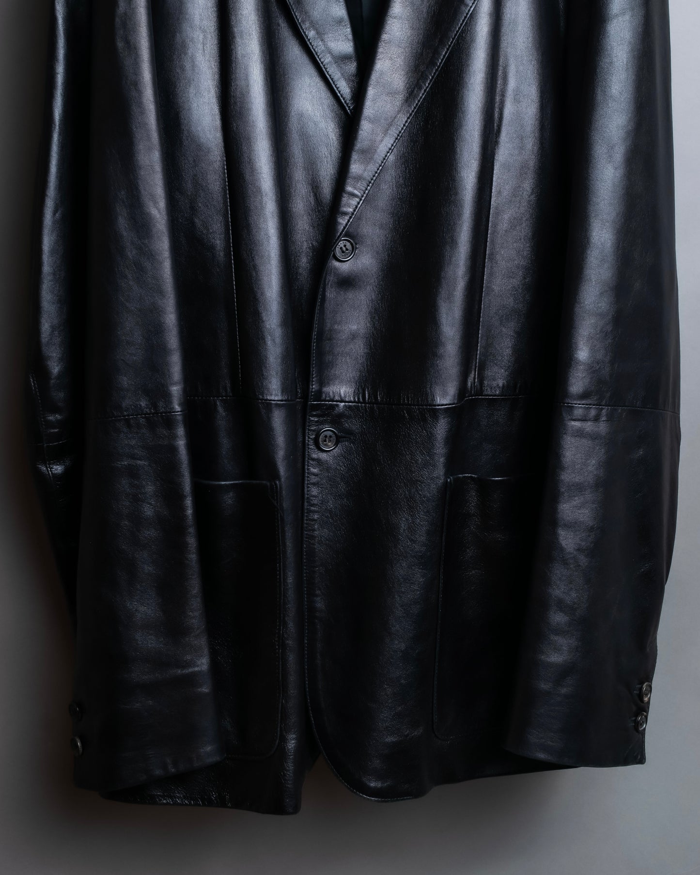 "PRADA" Oversized switched design leather tailored jacket