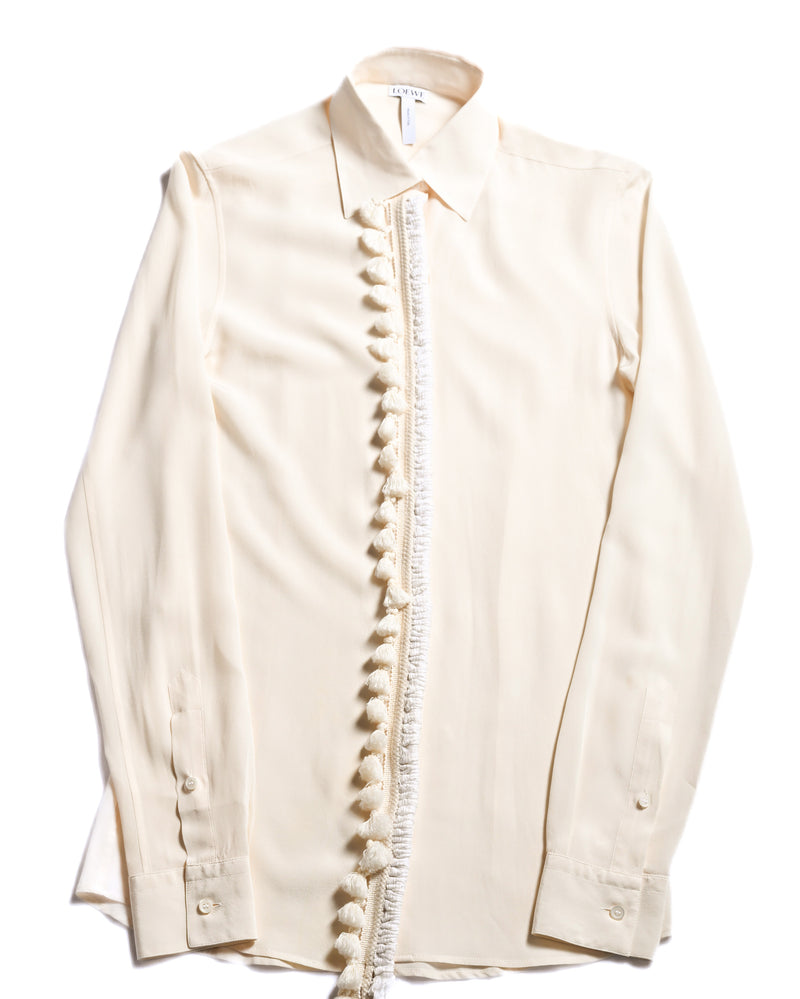 LOEWE by Jonathan Anderson/ Front Rope Trim Designed Dress Shirt Ivory