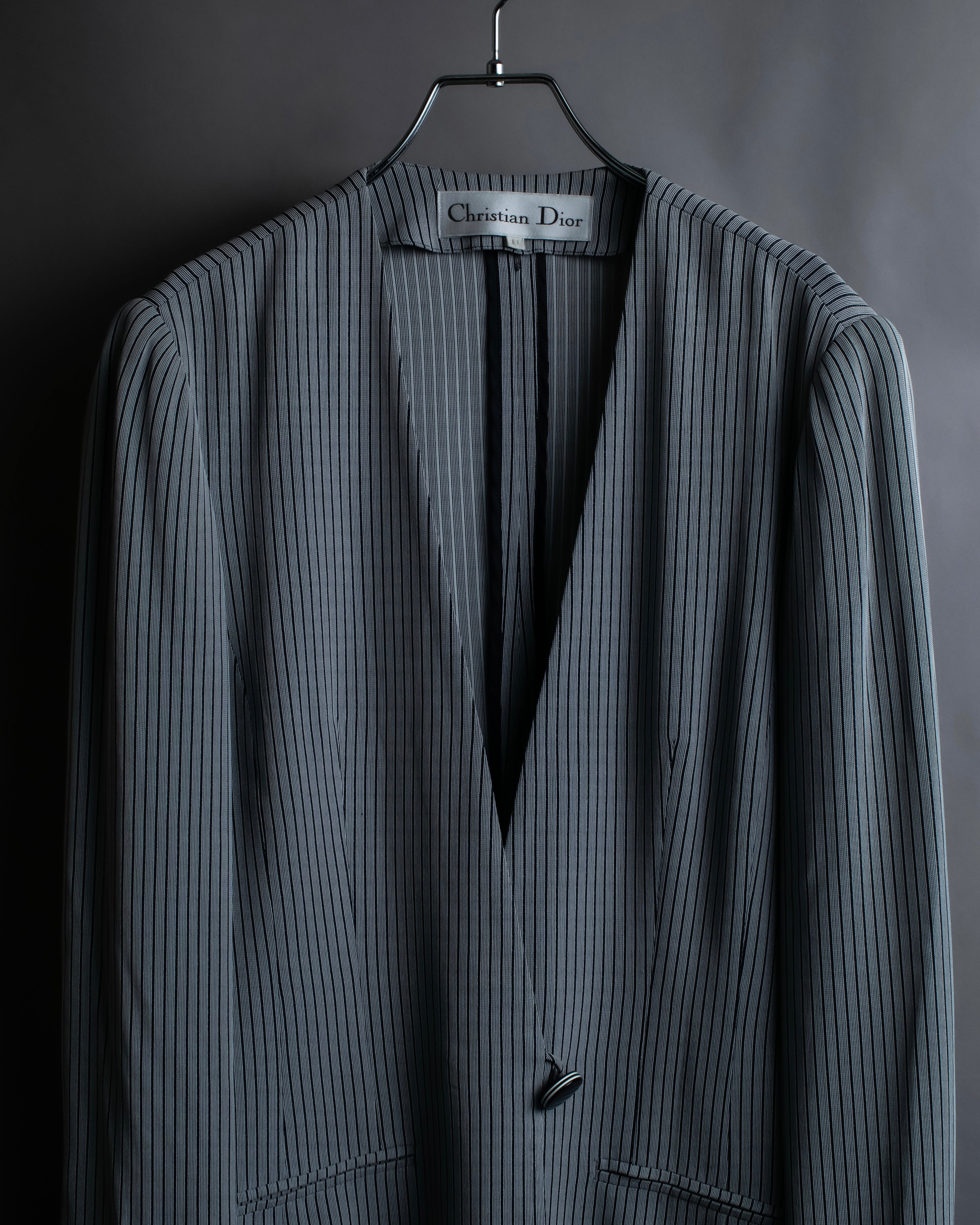 "Christian Dior" Pinstripe collarless jacket