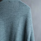 "KENZO" Dull blue oversized distressed V-neck knit