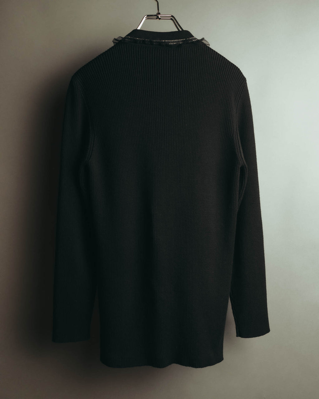 “VALENTINO ROMA” 00’s-10’s Rib knit frilled cardigan