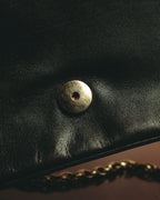 “BALENCIAGA” 80’s-early 90’s double BB leather chain shoulder bag