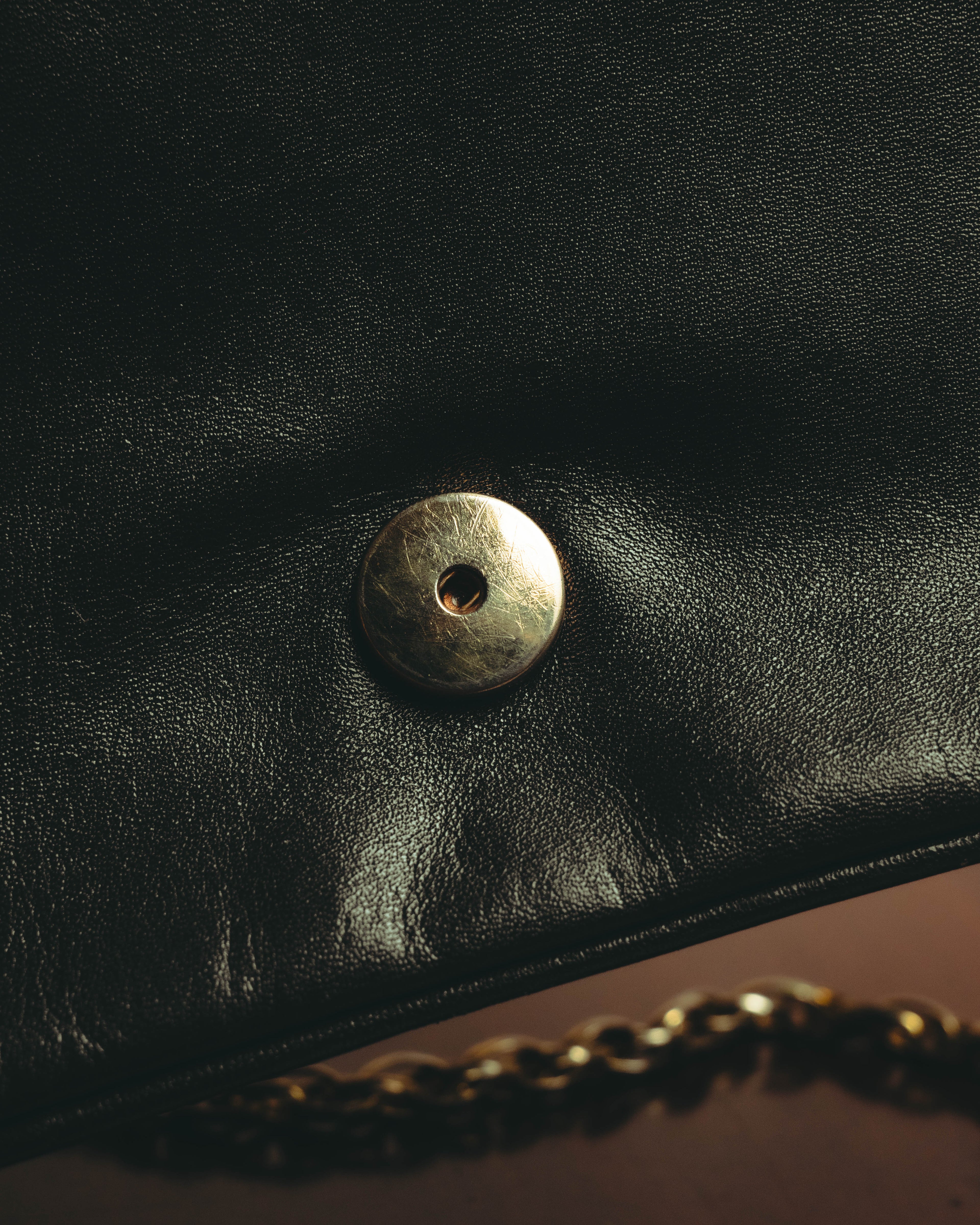 “BALENCIAGA” 80’s-early 90’s double BB leather chain shoulder bag