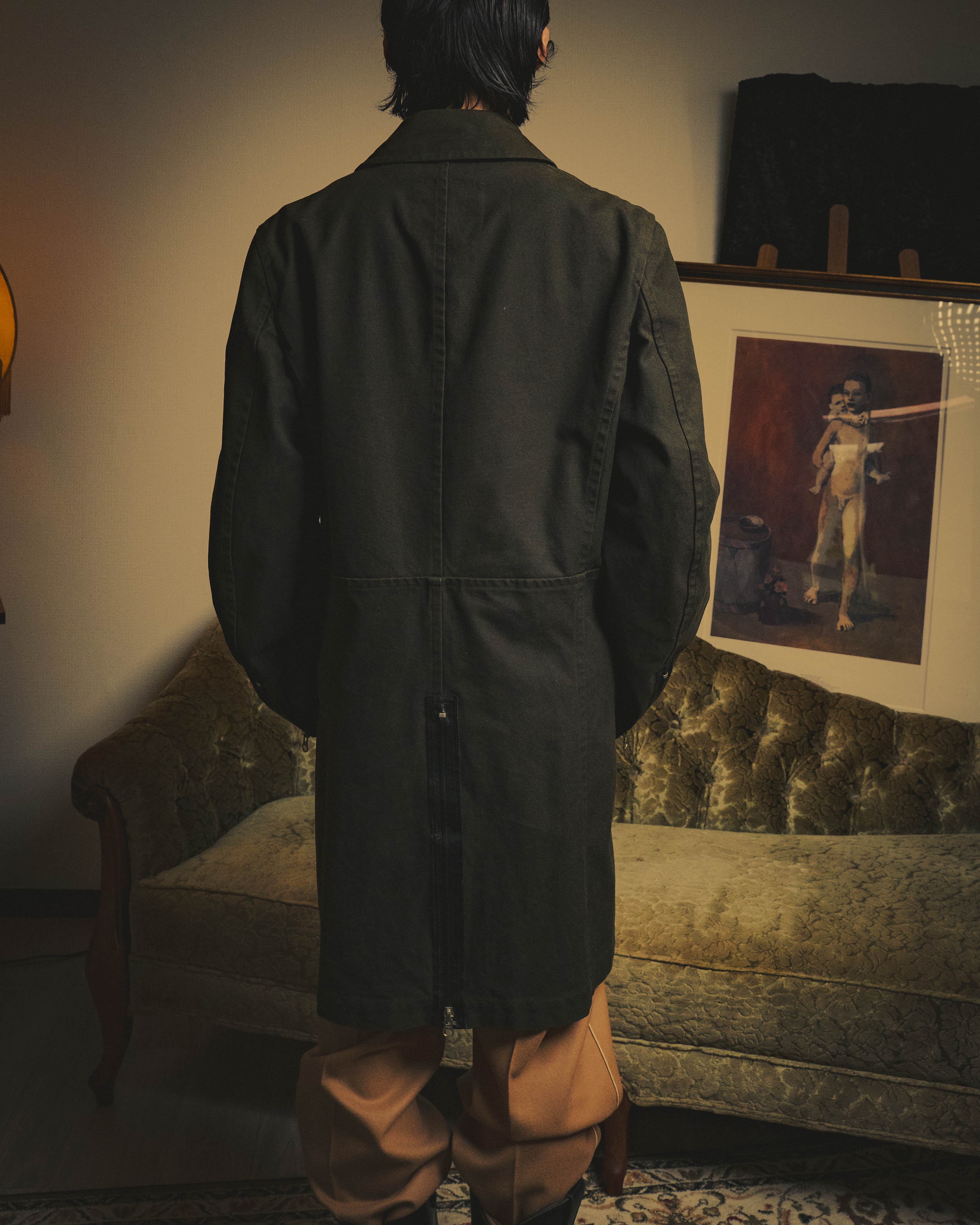 -SPECIAL- "COMME des GARÇONS HOMME" 03AW Asymmetric zip long coat