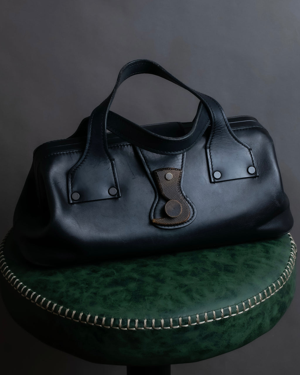 "GUCCI" Vintage gold metal fittings mini doctor bag