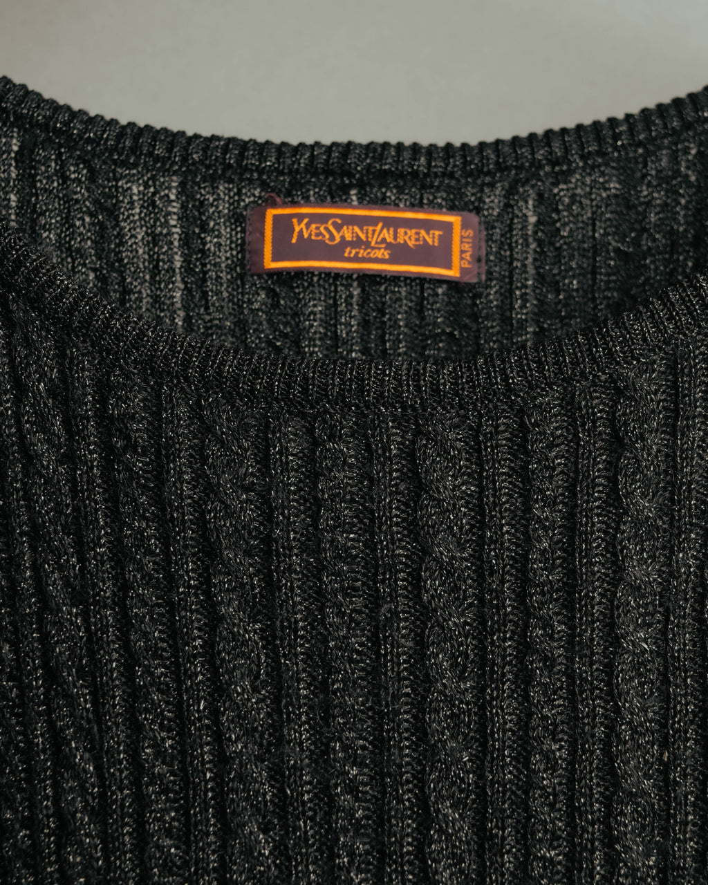 "Yves Saint Laurent" 80's-90's Metallic ribbed sleeveless knit top