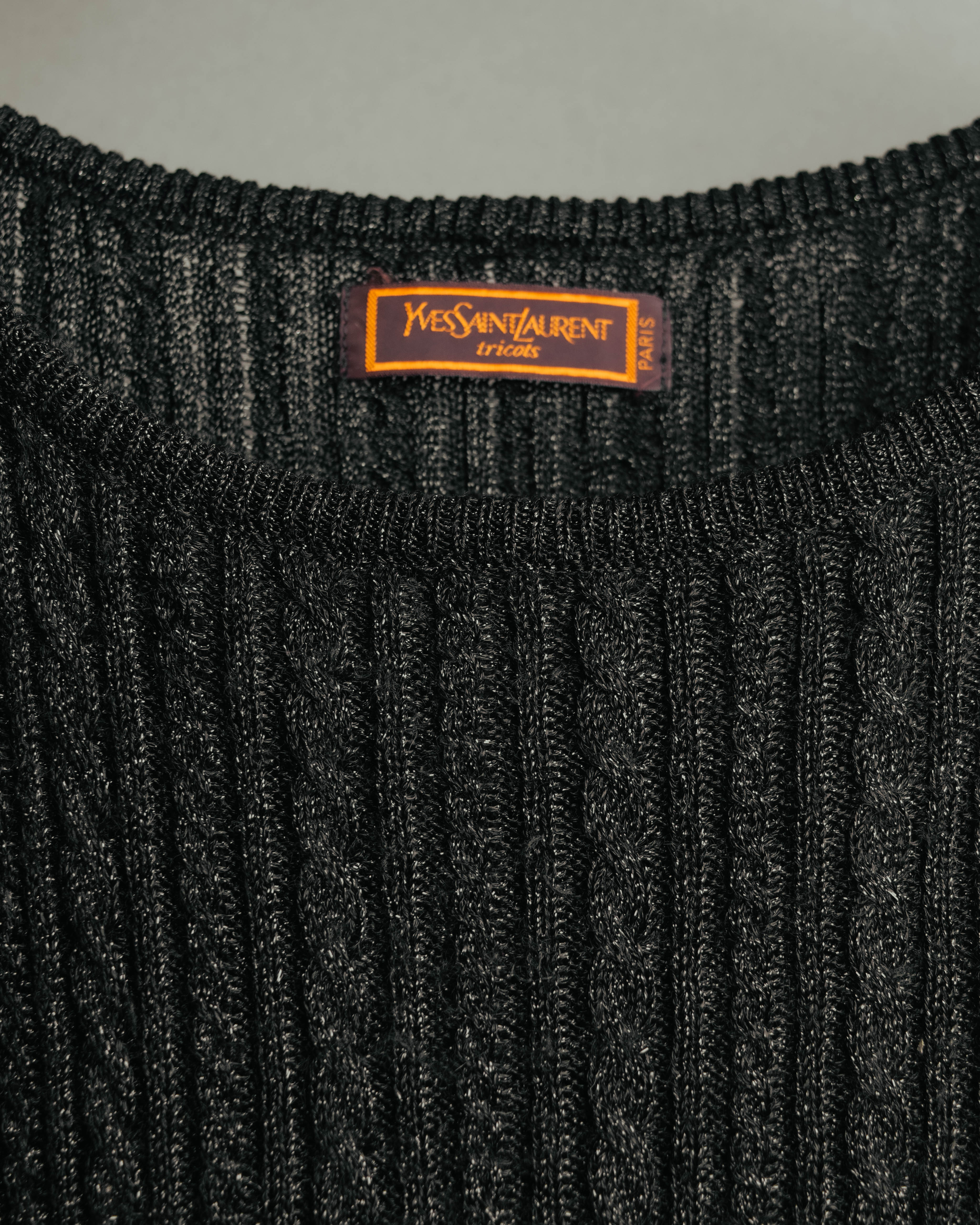 "Yves Saint Laurent" 80's-90's Metallic ribbed sleeveless knit top