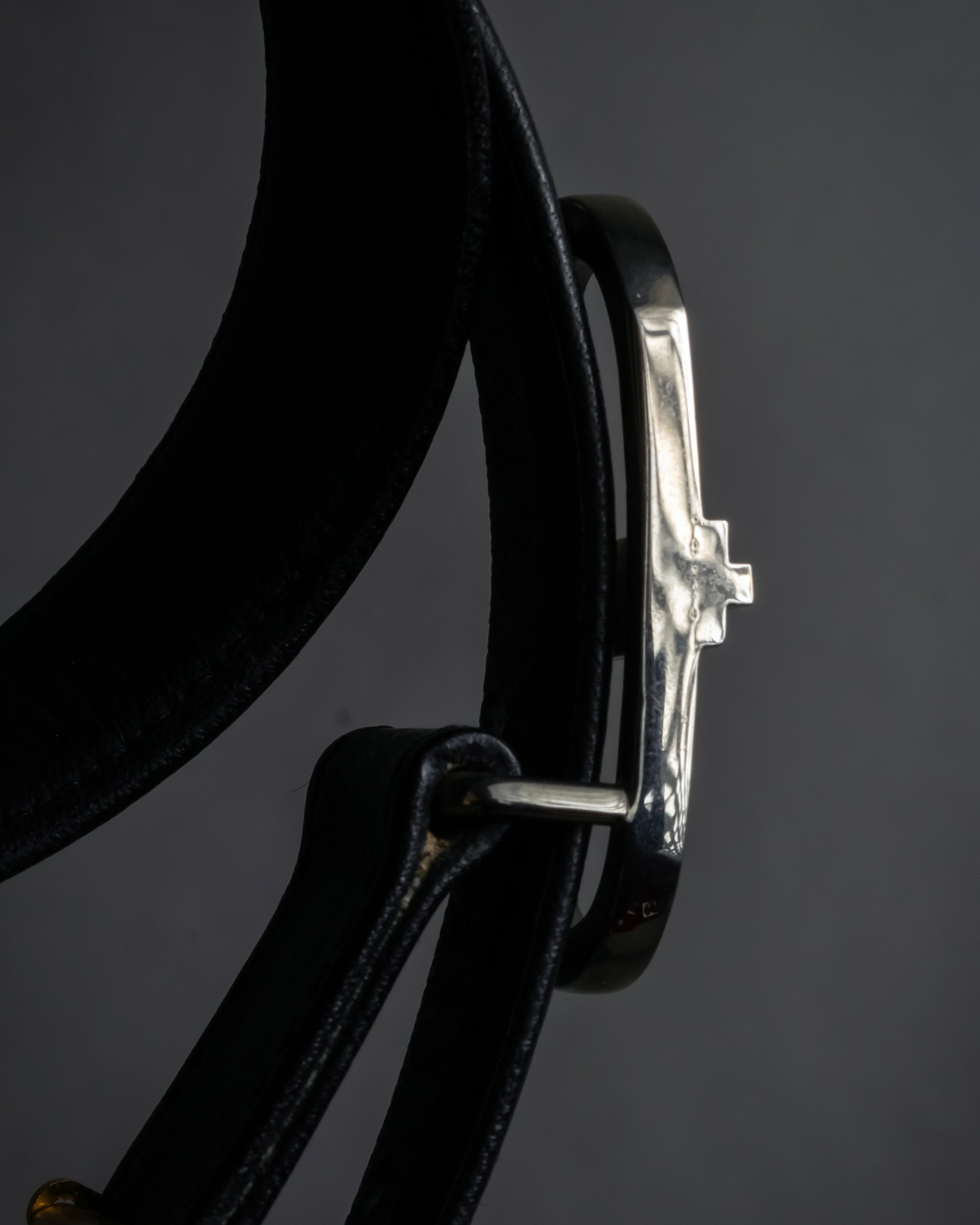 "Christian Dior" Logo buckle slim leather belt