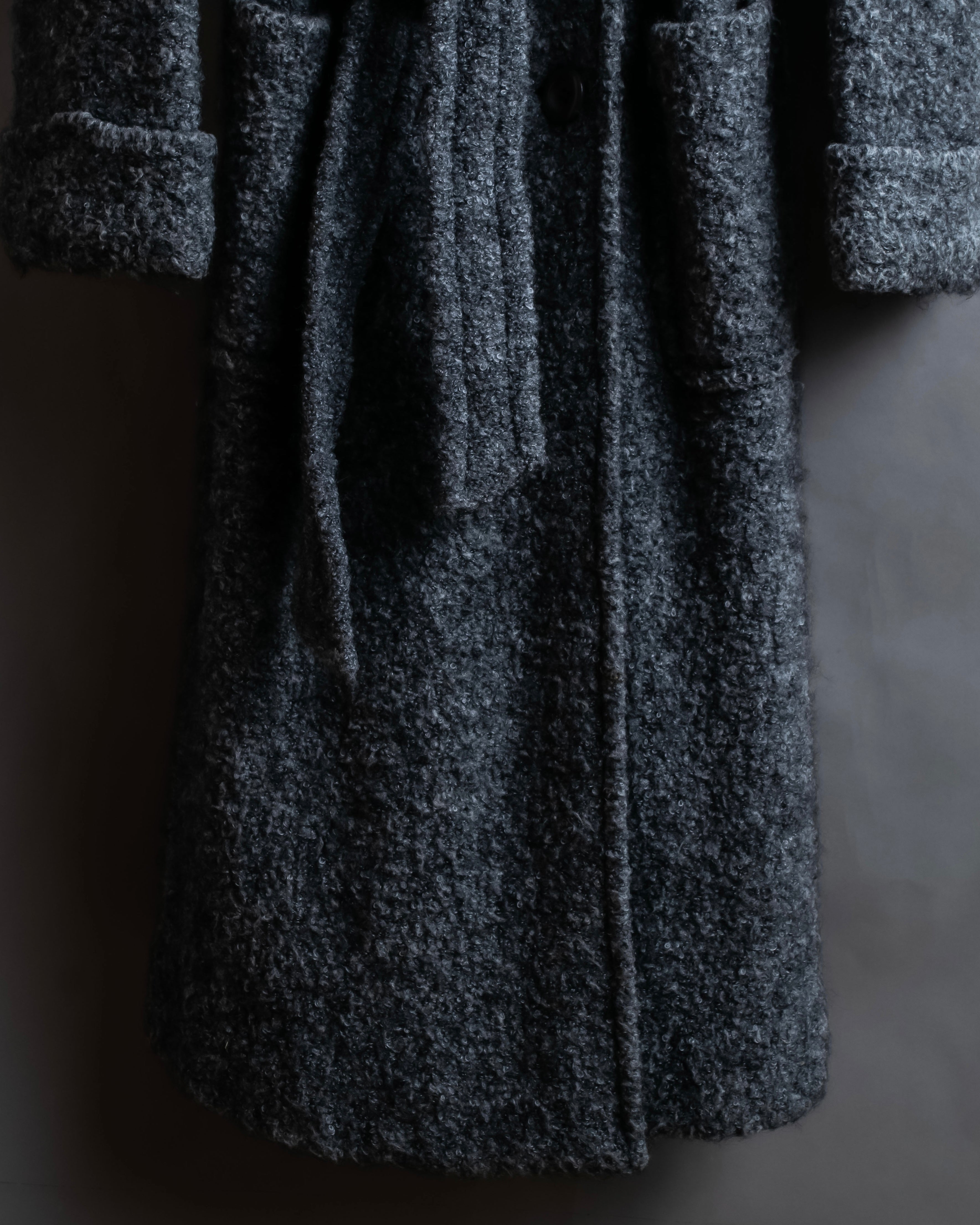 "YVES SAINT LAURENT" Double breasted belted brushedmaxi length chester coat